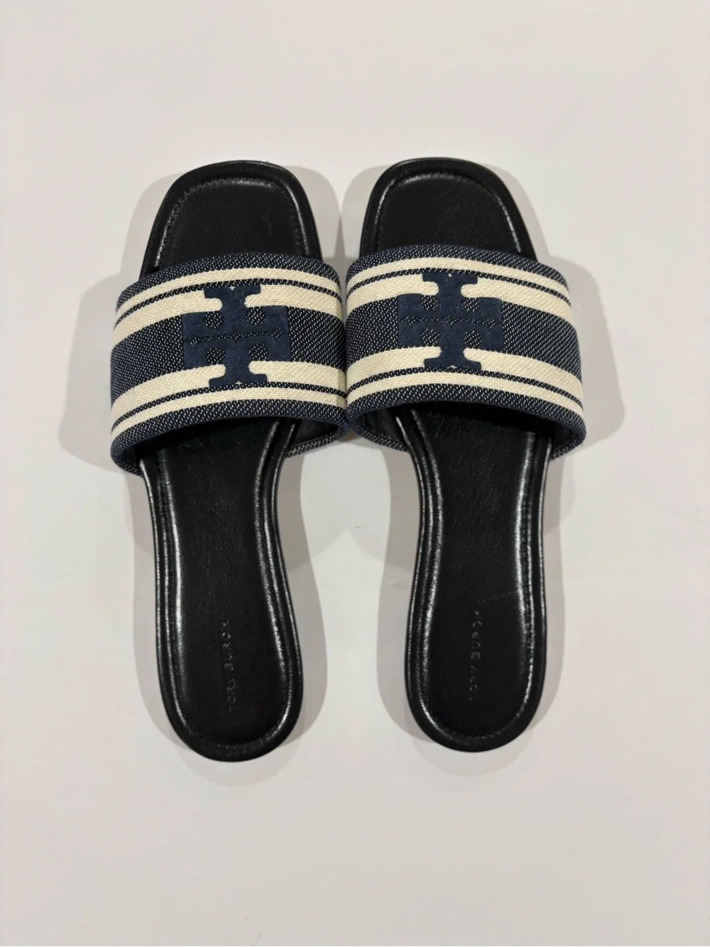 Tory Burch Double T Jacquard Slides | Size 11